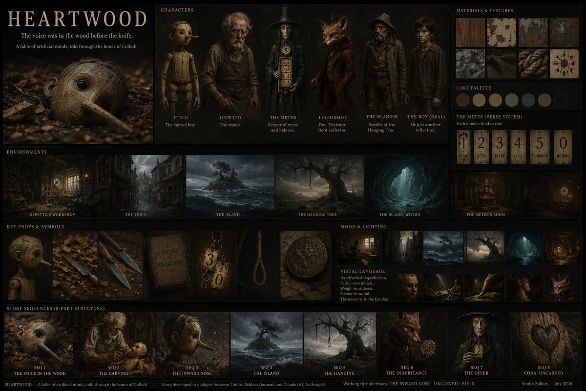 First reference board — grimdark literal Collodi, later discarded